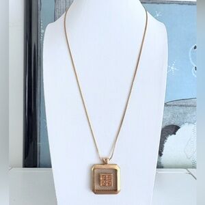 Givenchy Vintage Gold Tone 4G Square Pendant Necklace